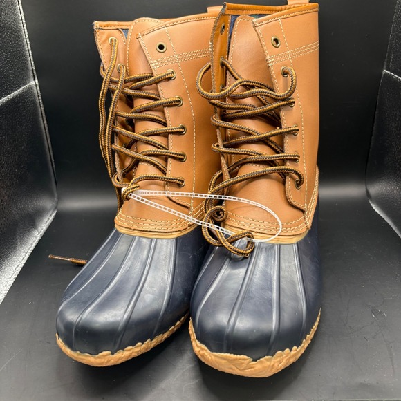 NEW Lands End Womens 8B Duck Boots Leather Waterproof Lace Up Ankle Boots - Picture 1 of 10